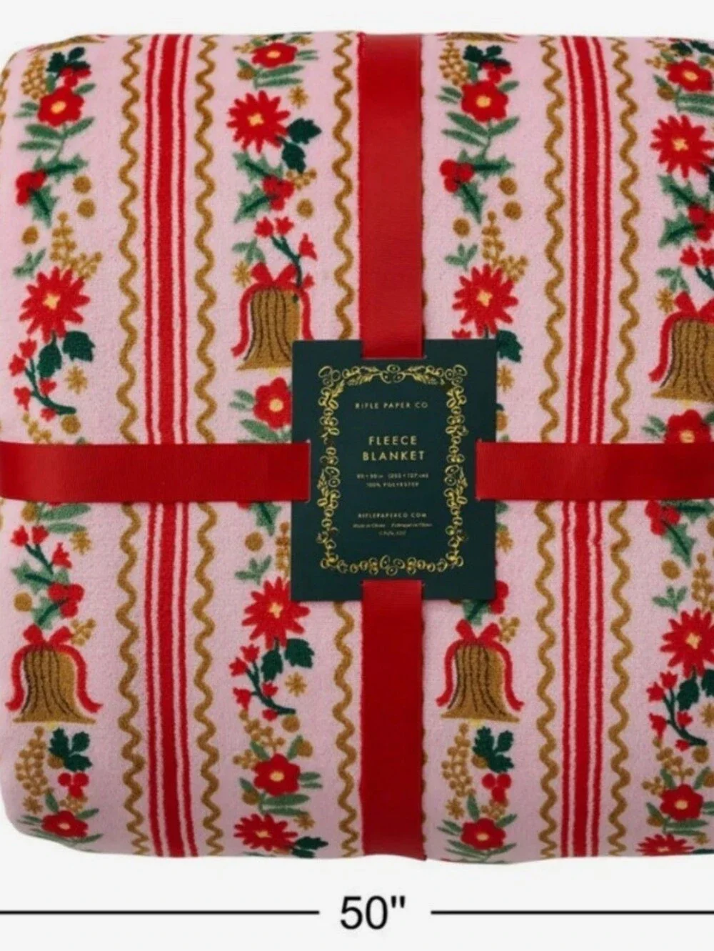 Rifle Paper Co. New In Package HOLLY JOLLY fleece Blanket, GREAT GIFT